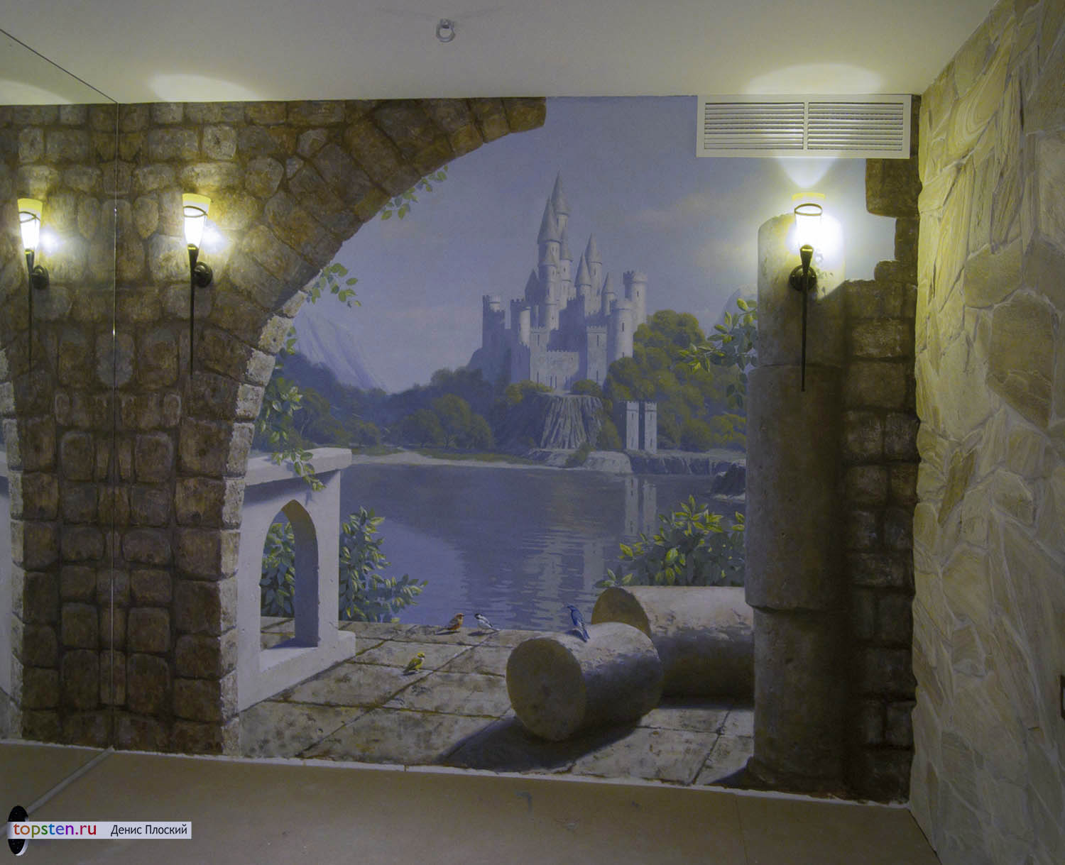 Роспись стен пейзаж и замок