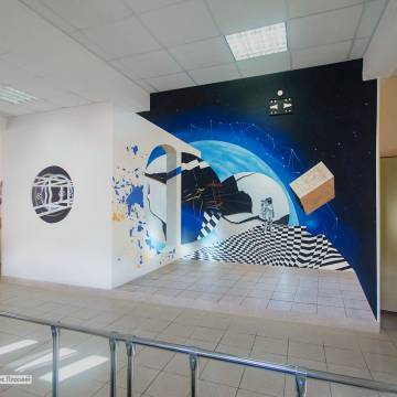 Роспись стен в школе - космос